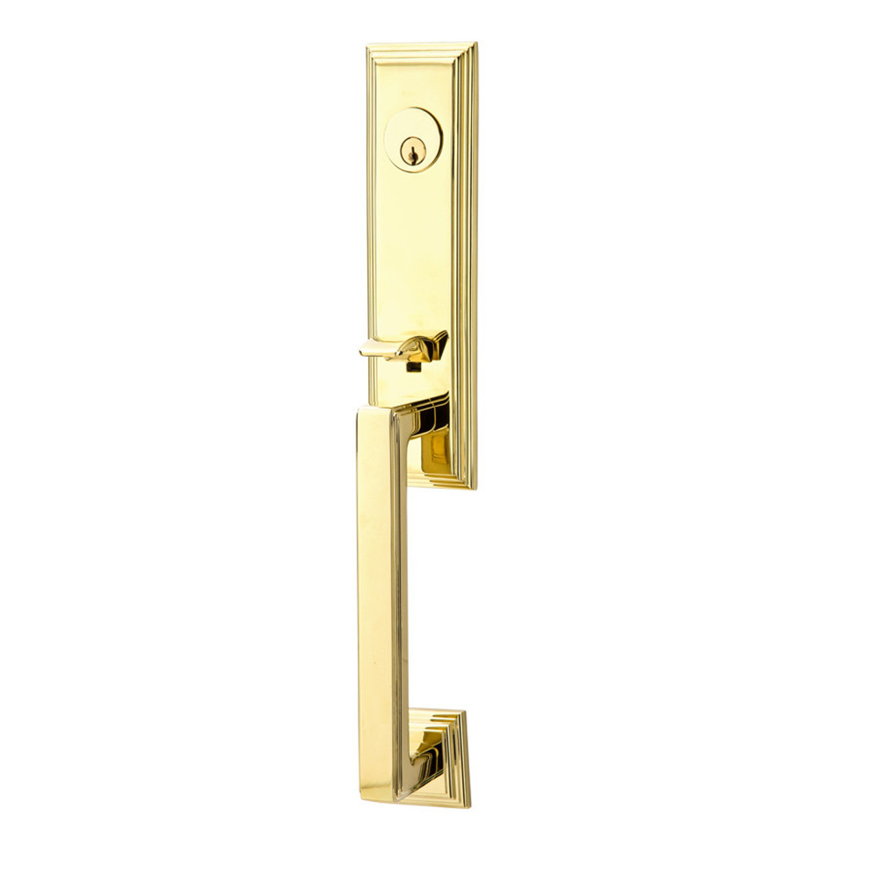 Emtek 4221 Wilshire Double Cylinder Entrance Handleset Brass Tubular