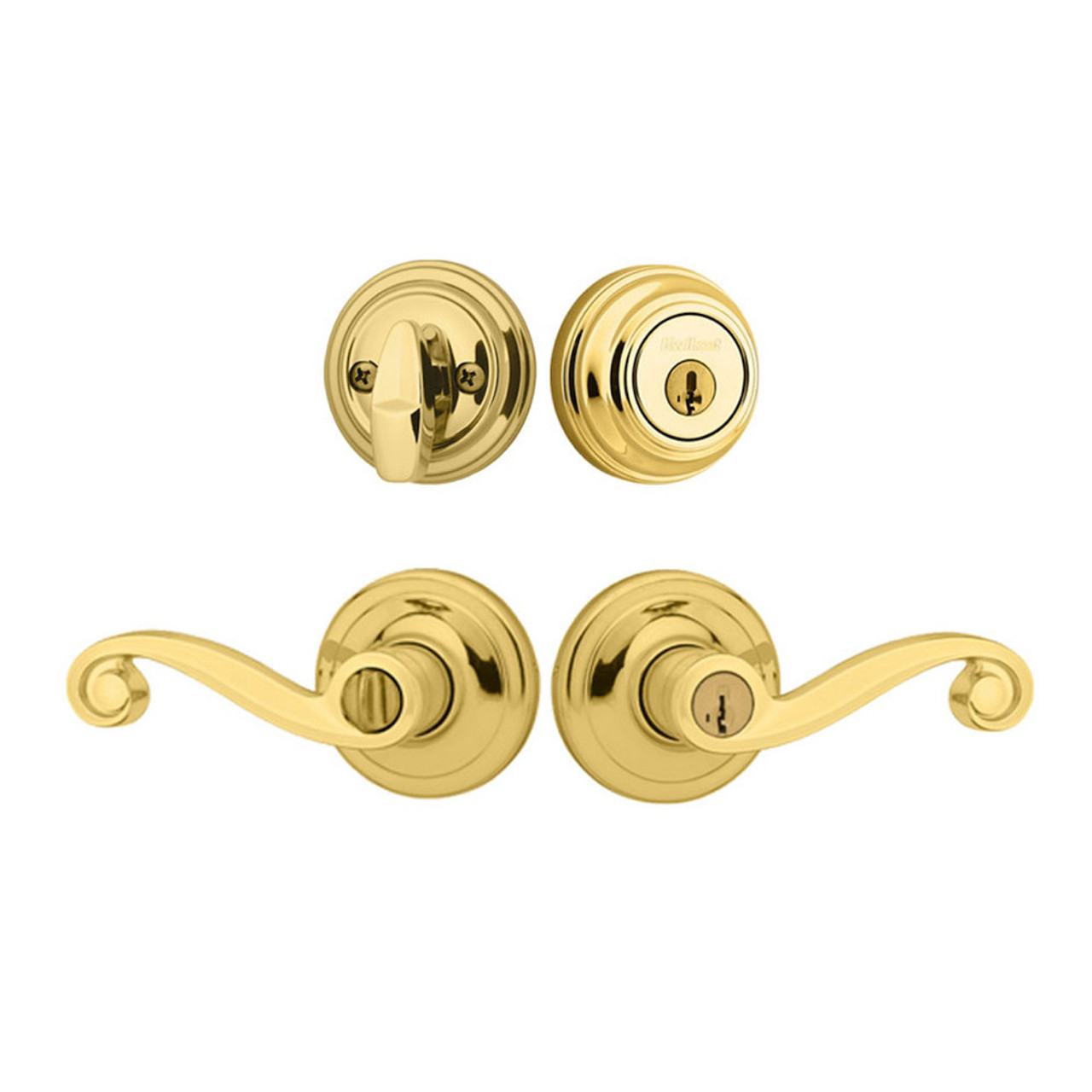 Kwikset 991LL Lido Combo Pack Lido Lever and Single Cylinder Deadbolt,  Reversible with Smartkey