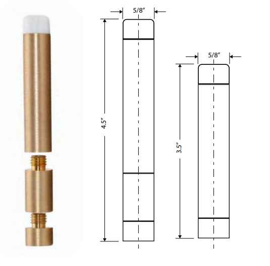 Delaney Solid Brass Baseboard Door Stop, Adjustable 3-1/2