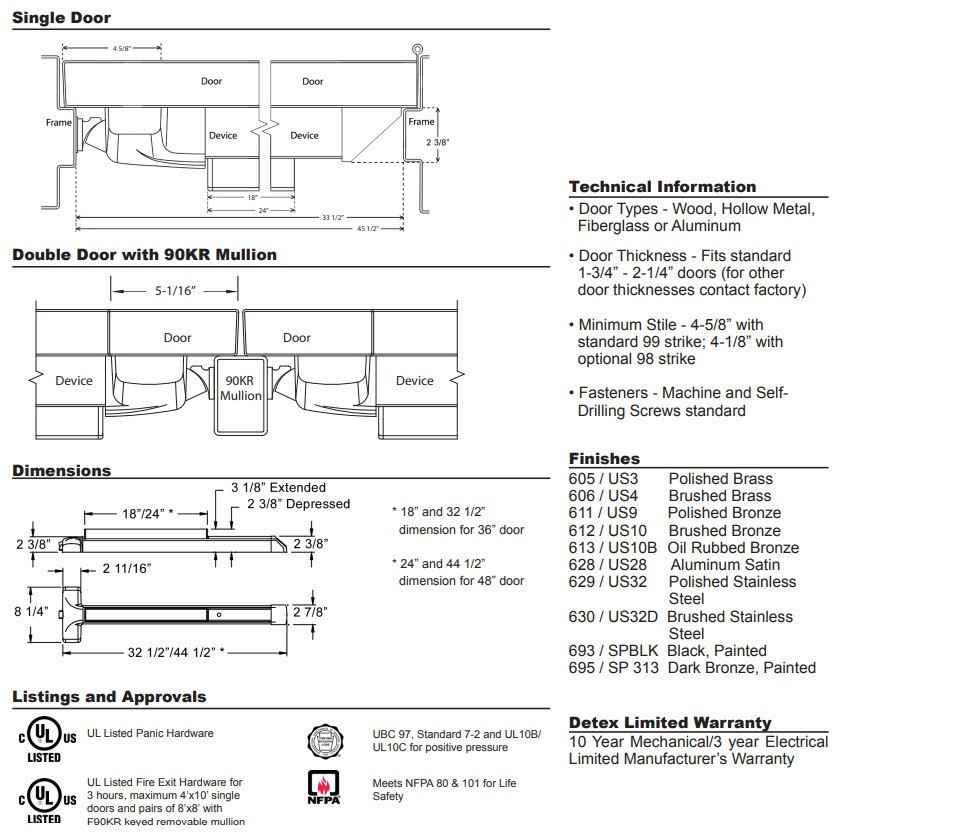 Detex 1003W Advantex 10 Series Super-Heavy-Duty Wide Stile Panic Rim ...