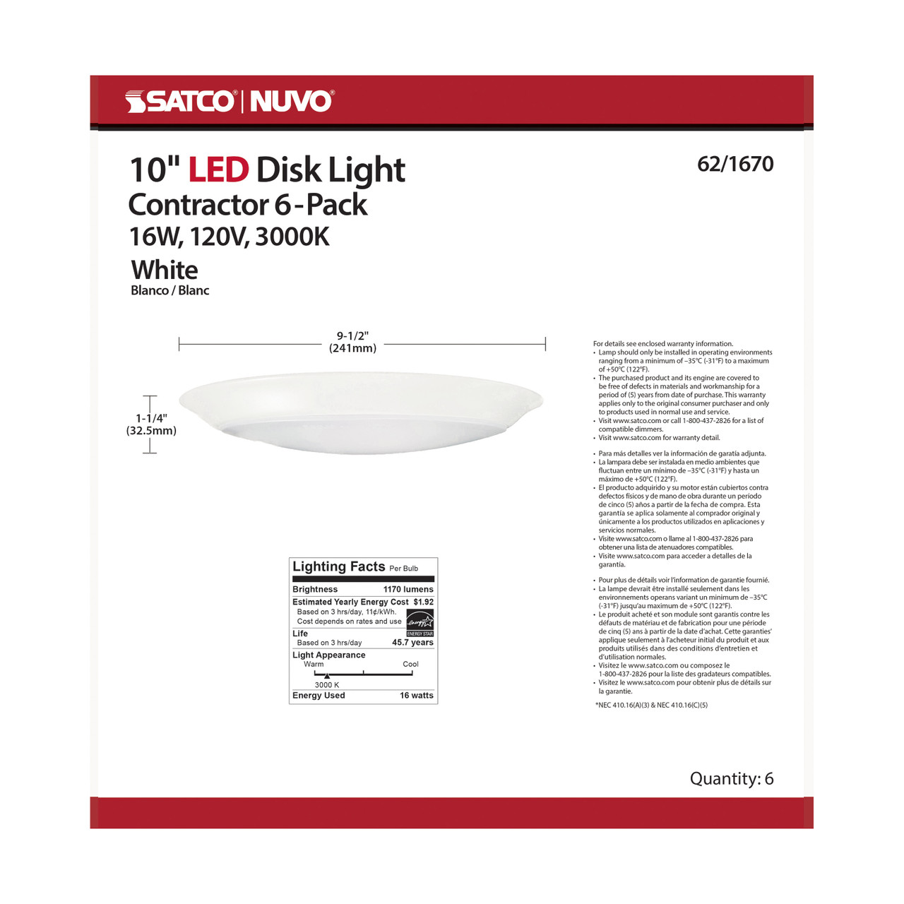 NUVO Lighting 62-1670 LED Disk Light - Thumbnail 3