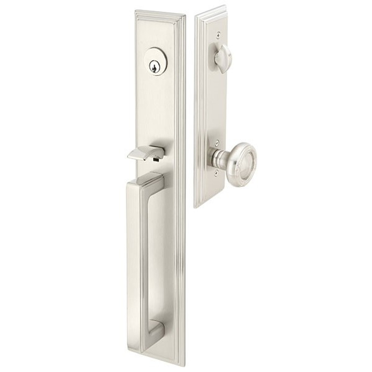 Emtek Tubular Entry Door Set Imperial Style with a Ribbon  Reed Knob on Th - 1