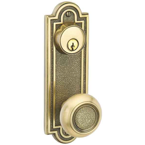 Emtek 8070 Belmont 3-5/8" C-to-C Keyed Sideplate Lockset, Passage/Single Keyed - Brass Tubular