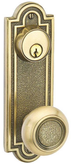 Emtek 8070 Belmont 3-5/8" C-to-C Keyed Sideplate Lockset, Passage/Single Keyed - Brass Tubular