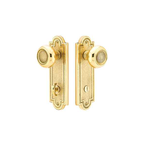 Emtek 8224 Belmont Plate 3-3/8" CTC - Sideplate Lockset - Brass Thumbturn Privacy Non-Keyed Style