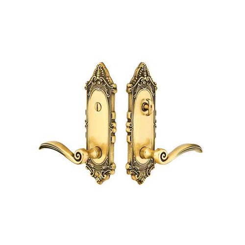 Emtek 8225 Victoria Plate 3-3/8" CTC - Sideplate Lockset - Brass Thumbturn Privacy Non-Keyed Style
