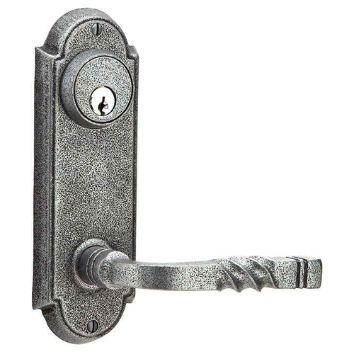 Emtek 7010 Wrought Steel #5 3-5/8" Keyed Sideplate Tubular Lockset, Passage/Single Keyed