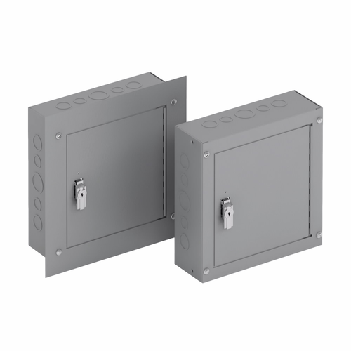 B-Line Eaton series utility enclosures, 12" height, 4" length, 10" width,  1, Hinged cover, TCS cabinet, Surface mounted, Small single door, Thru hole