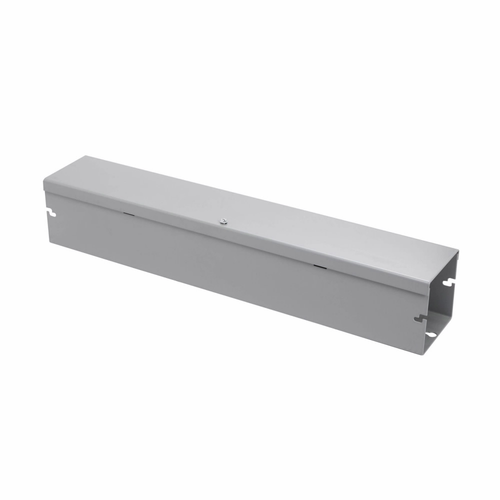B-Line Eaton series wiring trough, 12" height, 120" length, 12" width, HSNK wireway, Thru holes, No knockouts, Hinged cover,  1, Steel, Hinged, ANSI 6