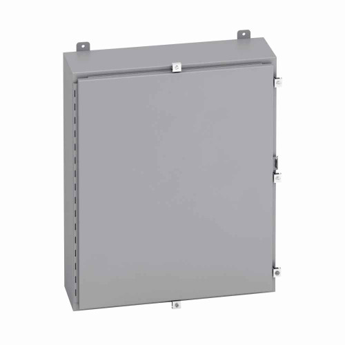B-Line Eaton series wall mounted panel enclosure, 16" height, 6" length, 12" width, 4, Hinged cover, 4 enclosure, Wall mount, Small single door, Exte