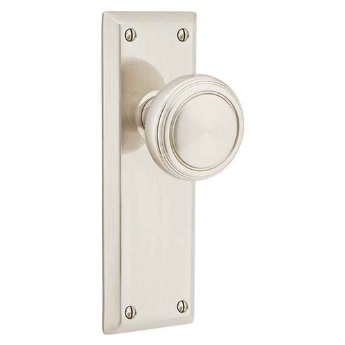 Emtek 8054 Quincy 7-1/8" Non-Keyed Sideplate Lockset, Dummy (Pair) - Brass Tubular
