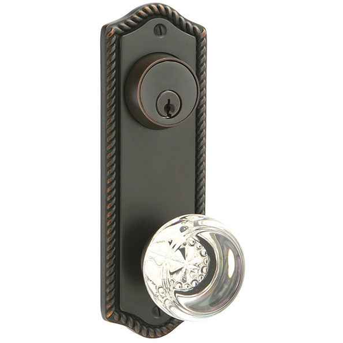 Emtek 7095 Rope 3-5/8" C-to-C Keyed Sideplate Lockset, Dummy (Pair) - Brass Tubular