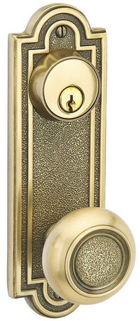 Emtek 8075 Belmont 3-5/8" C-to-C Keyed Sideplate Lockset, Dummy (Pair) - Brass Tubular