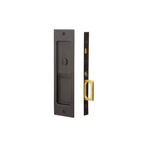 Emtek Sandcast Bronze Rustic Modern Rectangular Pocket Door Mortise Locks (2-1/2" x 8-1/2")