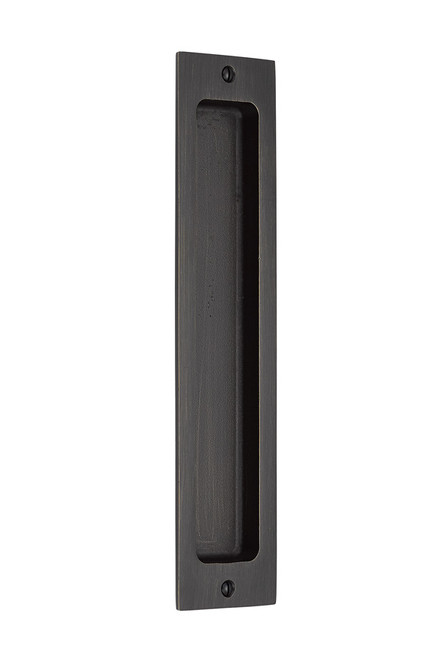 Emtek 220410 Rustic Modern Rectangular Sandcast Bronze Flush Pulls (2" x 10")