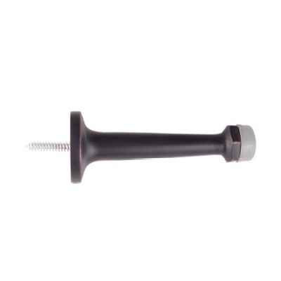Emtek 2232 Baseboard Door Stop 3-Inch in Oil Rubbed Bronze finish, side profile view showing mounting screw and rubber bumper tip
