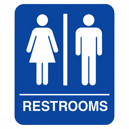 Don-Jo HS-9070-03 ADA Restroom Sign in Blue Plastic, 9" x 6"