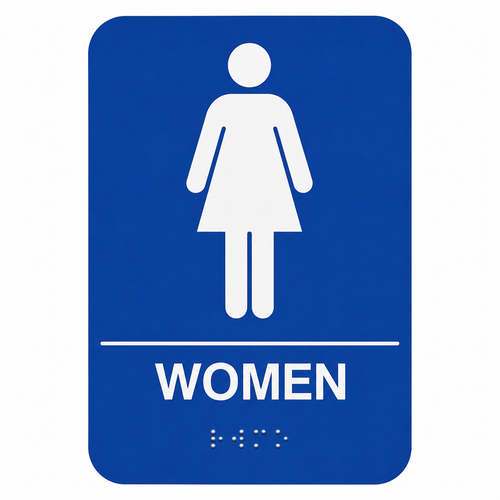 Don-Jo HS-9070-04 ADA Women's Room Sign in Blue Plastic, 9" x 6"