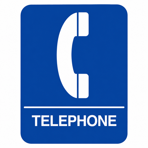 Don-Jo HS-9070 ADA Telephone Sign in Blue Plastic, 9" x 6"