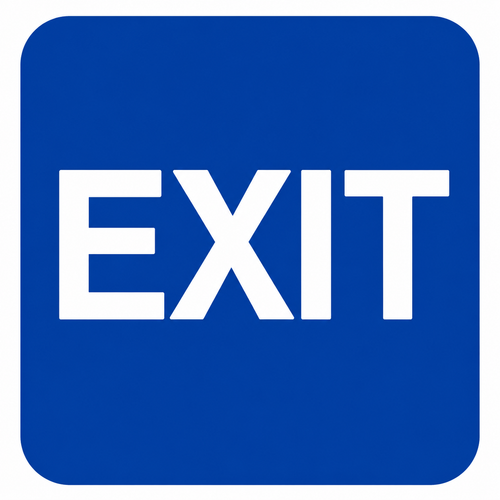 Don-Jo HS-9070-35 ADA Exit Sign in Blue Plastic for Commercial Door Applications