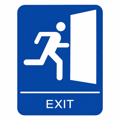 Don-Jo HS-9070 ADA Exit Sign in Blue Plastic, 9" x 6"