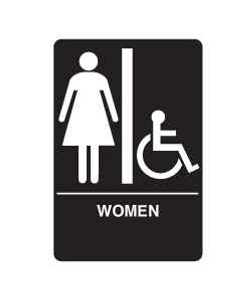 Don-Jo Don-Jo HS 9090 05 ADA Sign Womens/Handicap, Black Finish, Plastic Material DON-HS-9090-05