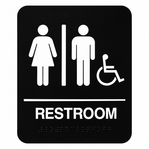 Don-Jo HS-9090 ADA Sign Women/Men/Handicap in Black Plastic Finish