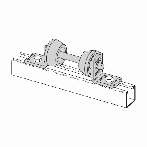 B-Line Eaton series strut fittings and accessories, 2.62" Height, 10.87" Length, 1.62" Width, 2.74lbs, Steel, Malleable iron rollers | Sold in pairs,