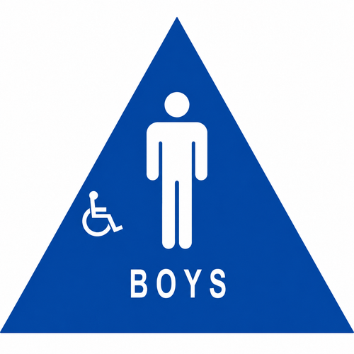 Don-Jo CHS-4 Title 24 Boys Restroom Sign 12" Diameter in Blue with Braille