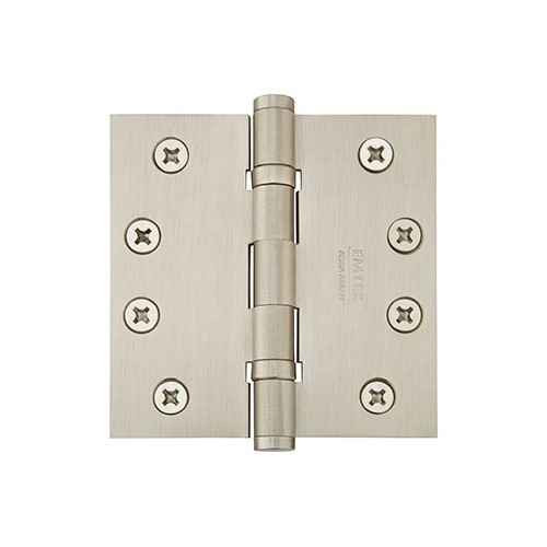 Emtek 94014 Heavy Duty Ball Bearing Door Hinge, 4" x 4" Square Corners, Satin Nickel finish — front view