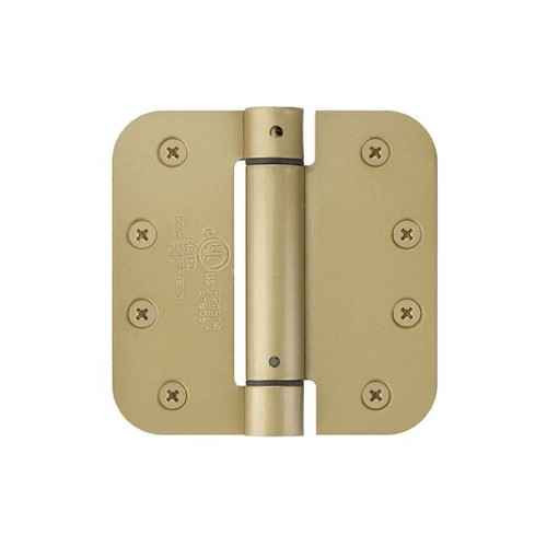 Emtek 95034 Spring Hinge 4" x 4" 5/8" Radius Corners UL Listed Plated Steel - Satin Brass finish, front face view