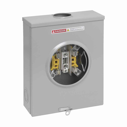 B-Line Eaton series single meter sockets, 100 A, Underground, 4 jaws, Ringless, 3, Steel, ANSI 61 paint, Side, 1 pole, 3 wires, #14 AWG-2/0 AWG line l