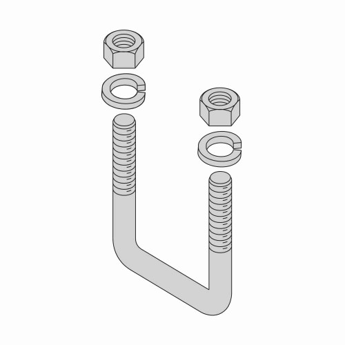 B-Line Eaton series open racks, Steel, 1/2"-13 thread size, 3" bolt size, Yellow zinc, "U" Bolt