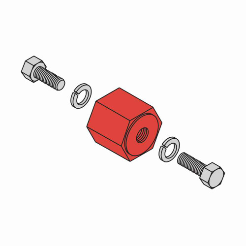 B-Line Eaton series open racks, Red, Polyester fiberglass, Isolator, hex head cap screws and lock washers, 12-24 thread size, Used to isolate copper