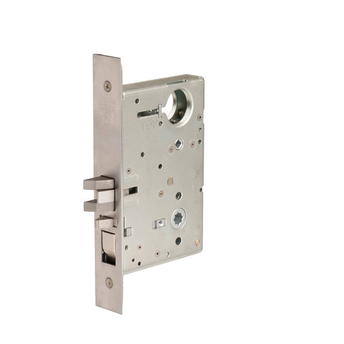 Corbin Russwin ML2051 Grade 1 Entrance/Office Mortise Lockbody Only - front three-quarter view, satin finish