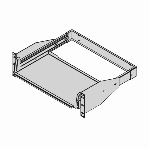 B-Line Eaton series open racks, Aluminum, #12-24 mounting hardware, 50 lb load capacity, Flat black powder coat, Rack mounted keyboard tray, sliding/