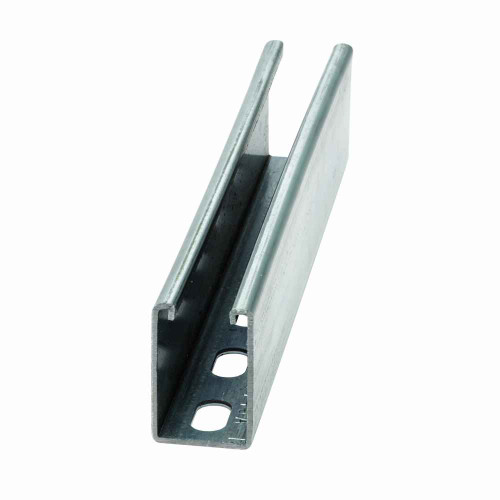 B-Line B12SH-120HDG Eaton series strut channel, 2.43" channel height, 120" channel length, 1.62" channel width, Steel, 12 Gauge, SH hole pattern, B12 channel type, Hot-dipped galvanized