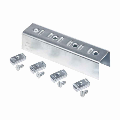 B-Line B166-11ZN Eaton series strut fittings and accessories, 3.5" Height, 7.24" Length, 1.68" Width, 1.28lbs, Steel, Four hole splice clevis, Thickness 7/32 in, Fits channel type B11, Electro-plated