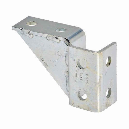 B-Line B274LZN Eaton series strut fittings and accessories, 3.93" Height, 5.67" Length, 1.68" Width, 1.76lbs, Steel, Left hand eight hole single corner gussetted wing fitting, Electro-plated