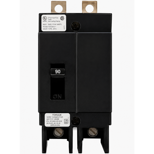B-LINE Series C 90A Two-Pole Molded Case Circuit Breaker with Fixed Thermal-Magnetic Trip