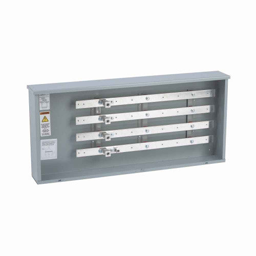 B-Line R1048 HC Eaton series bussed gutter and termination cabinets, 400 A, 3R, 10 kAIC, #4 - 600 MCM, 5/16" mounting holes for load lugs, Galvanized steel, 1Ø/3W, (2) 1/0-250 MCM cables, NEMA type 3R, 3Ø/4W, 48" surface mount