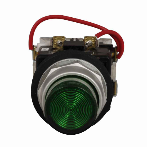 Eaton HT8GTYT1 HT800 pushbutton, Watertight and Oiltight-HT800, Chrome, Incandescent, Transformer, NEMA 3, 3R, 4, 4X, 12 and 13, Illuminated, Yellow, 120 Vac/dc, Momentary, Plastic