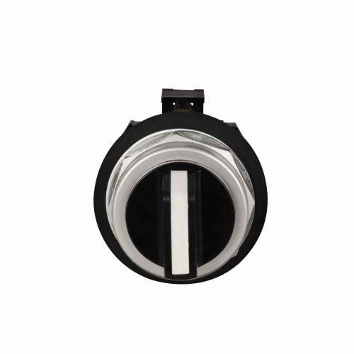 Eaton HT8JRH1DF1Q1 HT800 pushbutton, 30.5 mm, Watertight/Oiltight-HT800, Selector switch unit, NEMA 3, 3R, 4, 4X, 12 and 13, Non-illuminated, Three-position, Momentary, maintained, maintained, Black actuator, Knob, 2 NO, 2 NC, Chrome bezel