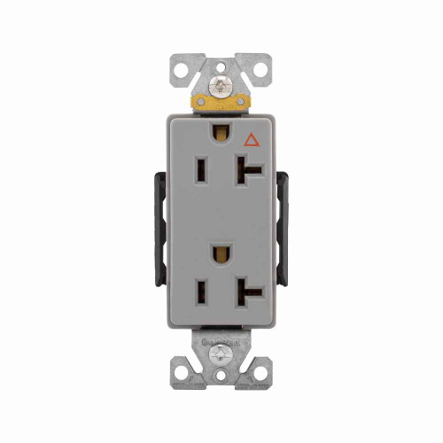 Eaton IG6362RN Arrow Hart extra heavy-duty industrial specification grade decorator duplex receptacle,#14-10 AWG,20A,Industrial,Flush,125V,Back and side,Orange,Brass,High-impact nylon face,Glass-filled nylon base,5-20R,Duplex,Screw,Core pack