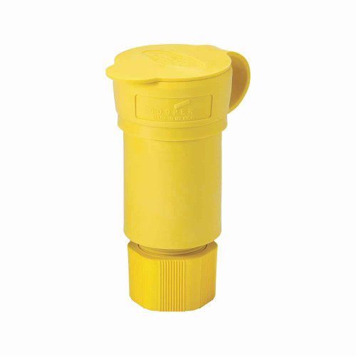 Eaton L1130CW Arrow Hart watertight locking connector, #18-10 AWG, 30A, Industrial, 250V, Back wiring, Yellow, Steel, Watertight, L11-30, Three-pole, Three-wire, Santoprene thermoplastic elastomeric, 0.43 to 1.15 in, IP67