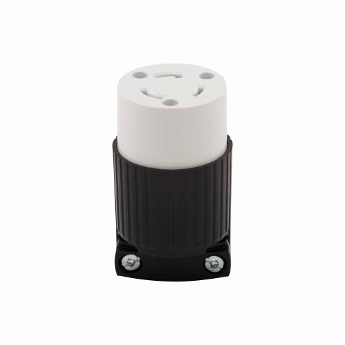 Eaton L520C safety grip locking connector, #18-10 AWG, 20A, Industrial, 125V, Back wiring, Black, white, Ultra grip, L5-20, Two-pole, Three-wire, Nylon