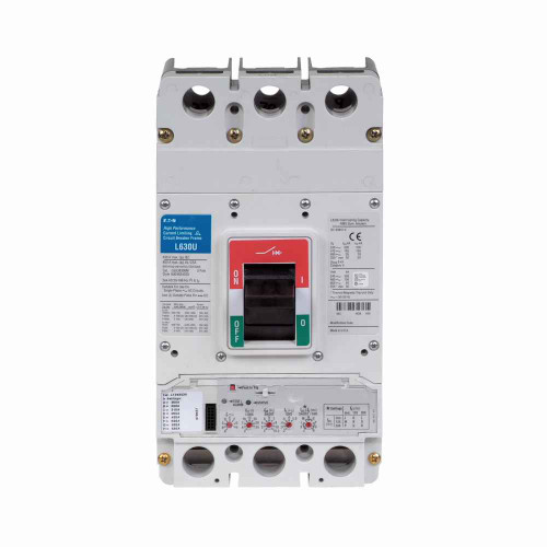 Eaton LGU363032G Series G electronic molded case circuit breaker, LG-frame, LG, Digitrip 310 RMS, Electronic LSI trip, Three-pole, 630A, 600 Vac, 200 kAIC at 240 Vac, 150 kAIC at 415 Vac, 150 kAIC at 480 Vac, 65 kAIC at 600 Vac, Line and load, Metric