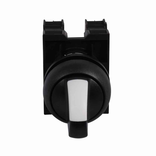 Eaton M22S-WRK-K10 M22 modular pushbutton, M22 Selector Switch, Completed Device, 22.5 mm, Knob, Two-Position, Maintained, Non-illuminated, Bezel: Black, Button: Black, 1NO, IP67, IP69K, NEMA 4X, 13