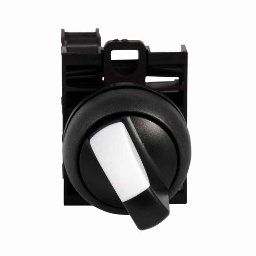 Eaton M22S-WKV-K11 M22 modular pushbutton, M22 Selector Switch, Completed Device, 22.5 mm, Knob, Two-Position, V, Maintained, Non-illuminated, Bezel: Black, Button: Black, 1NO-1NC, IP67, IP69K, NEMA 4X, 13