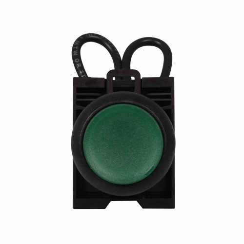 Eaton M22S-T-W-W M22 modular pushbutton, Complete Press-to-Test unit, 22.5 mm, Momentary, Illuminated, Bezel: Black, IP67, IP69K, NEMA 4X, 13, 12-30 Vac/dc, White button